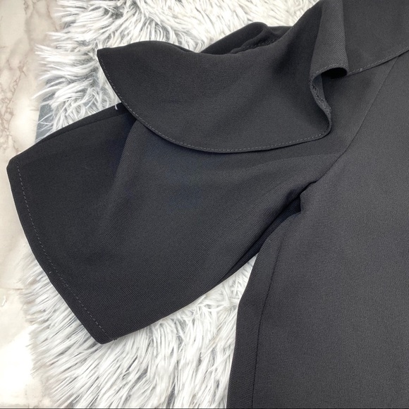 Topshop Black Ruffle Cold Shoulder Blouse EUC - Picture 7 of 12